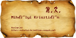 Mihályi Krisztián névjegykártya
